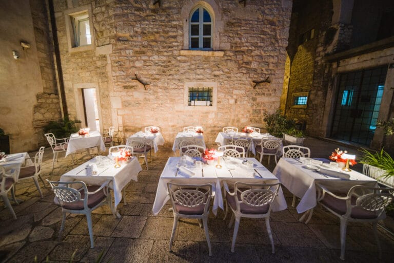 Hotel terrace at night