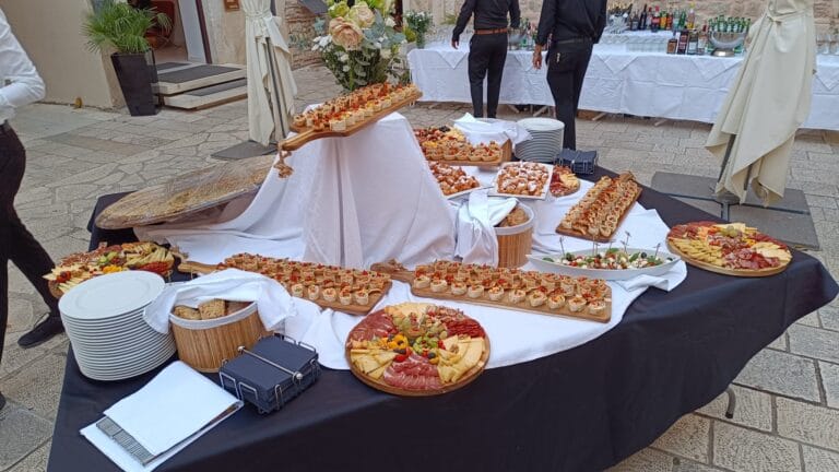 Wedding catering in front of the hotel