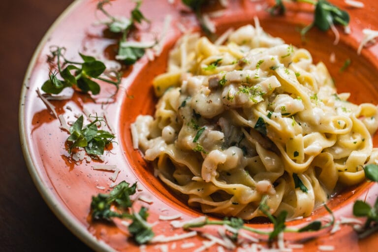 Homemade pasta with white truffle sauce