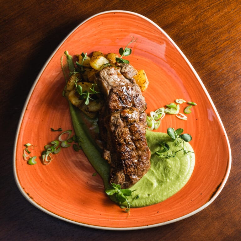 Lamb leg steak with potatoes