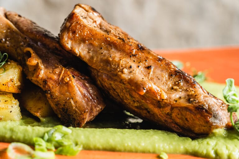 Lamb leg steak with potatoes